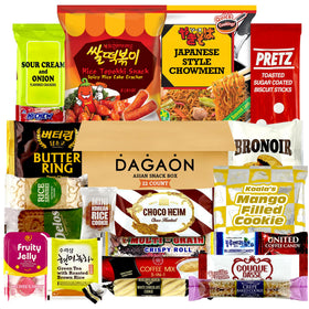 Dagaon Asian Snack Box collection with 22 treats, ideal for sharing.