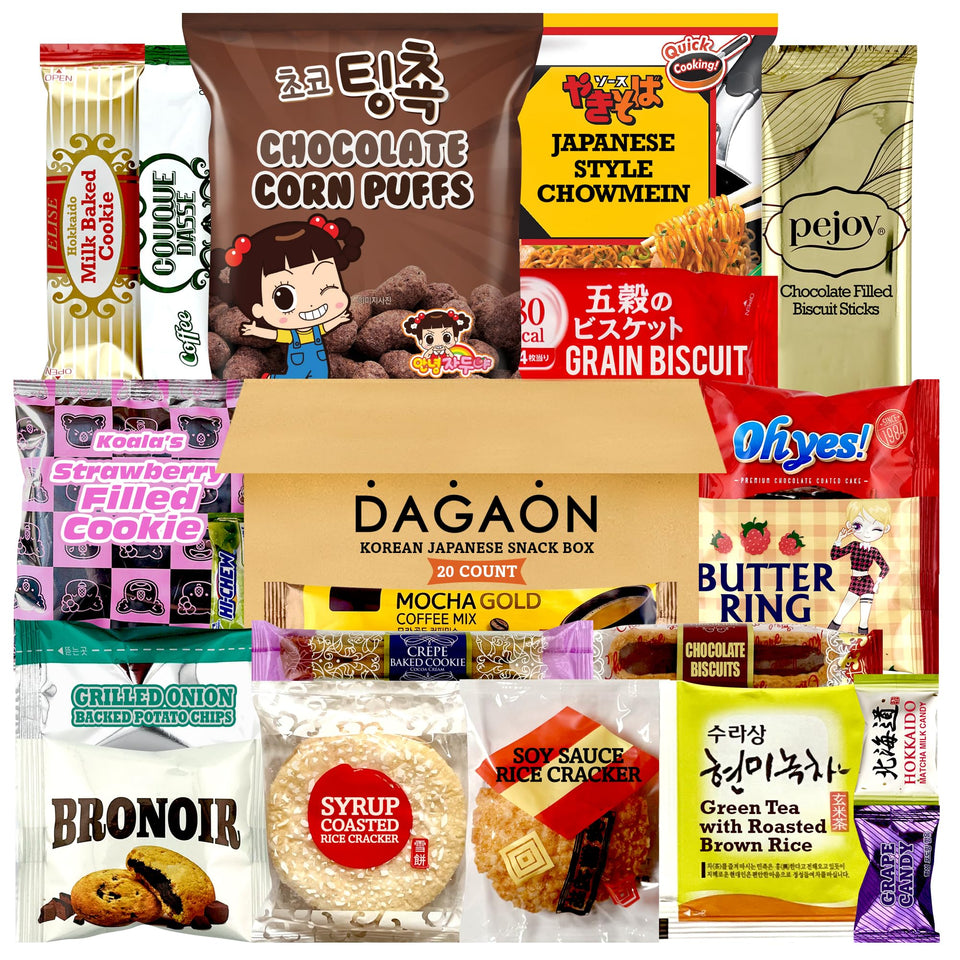 Dagaon Korean Japanese Snack Box 20-count assortment, great for sharing.