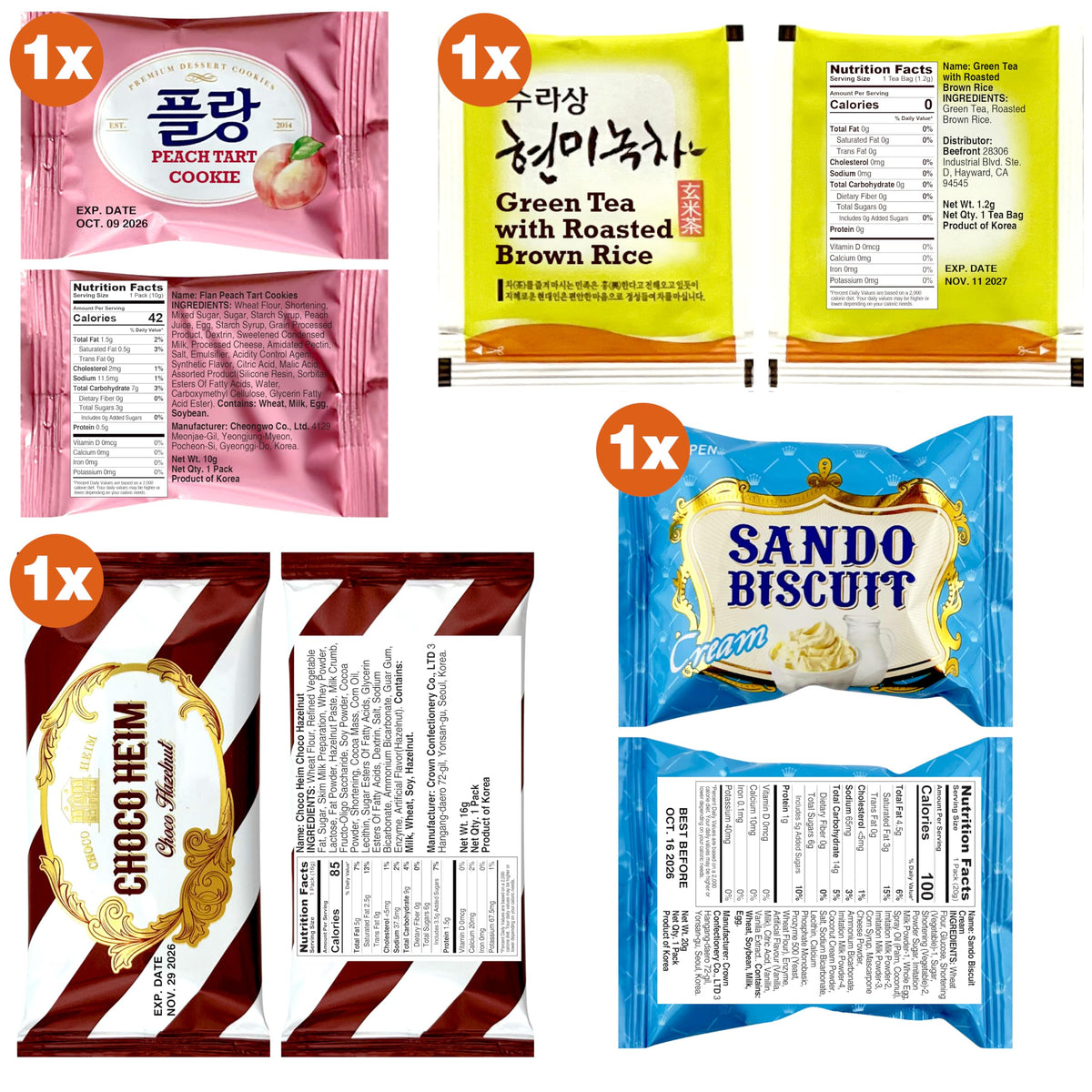 Dagaon Korean Snack Box includes coffee and tea instruction postcard