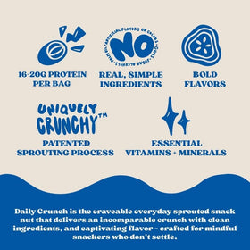 Daily Crunch keto-friendly ingredients label, clean non-GMO snack options.