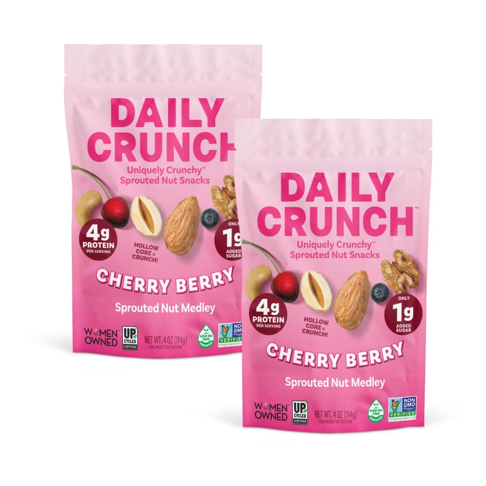 Daily Crunch sprouted almonds two-pack on-the-go snack with protein boost.