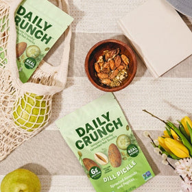 Close-up of Daily Crunch mix's seasoning, dill aroma enhancing roasted nut notes.