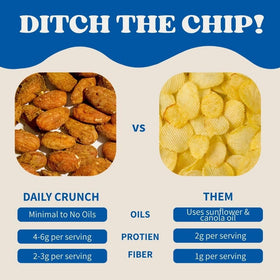 Daily Crunch sprouted dill pickle almonds and pepitas at desk during work.