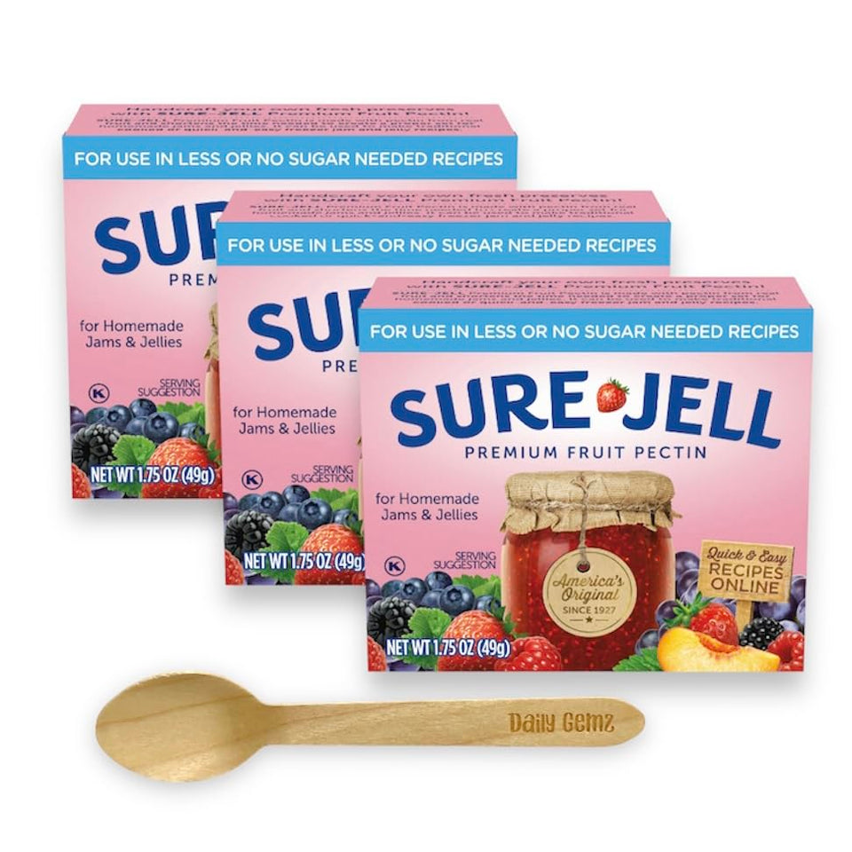 Daily Gemz Sure Jell low sugar pectin 3-pack bottles for thicker fruit jams