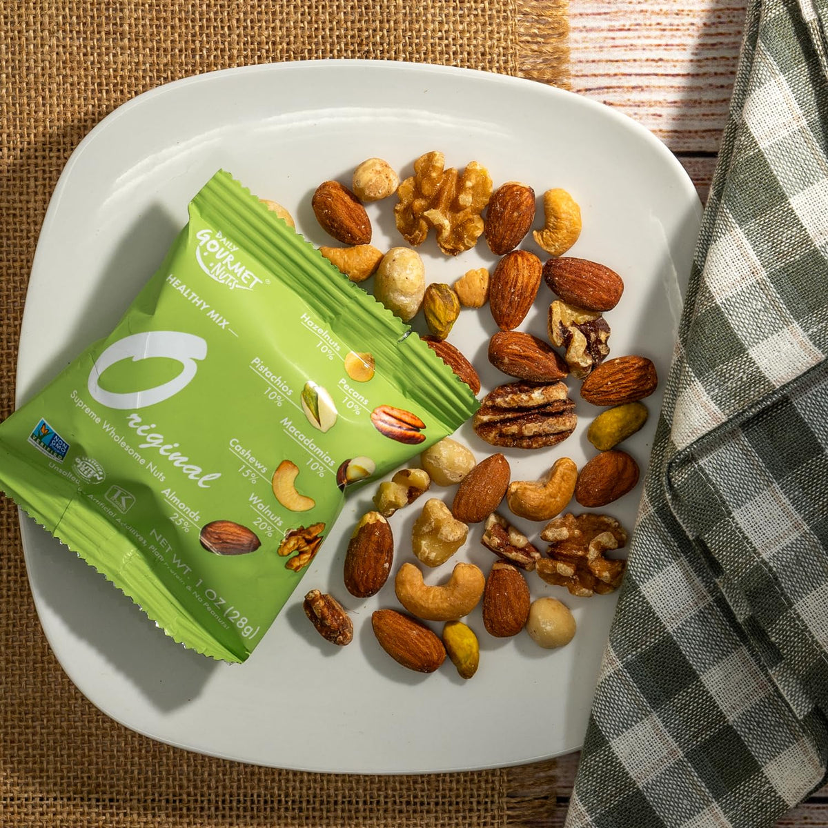 Daily Gourmet Nuts nitrogen flushed packaging preserves freshness