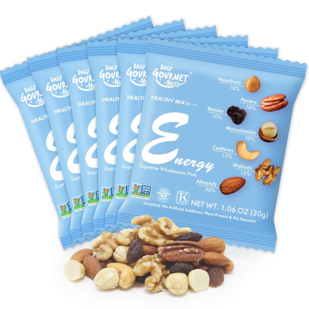 Daily Gourmet Nuts unsalted mixed nuts snack pack on the go for energy.