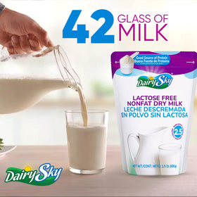 DairySky powder in coffee cup for lactose-free creaminess.
