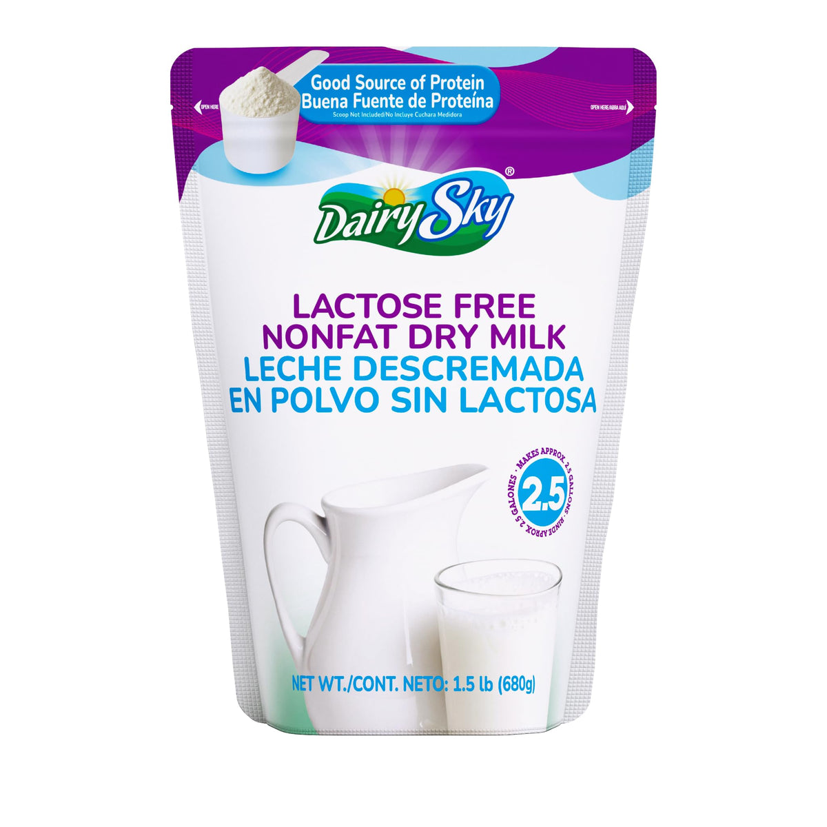 DairySky packaging shows kosher and non-GMO certification.