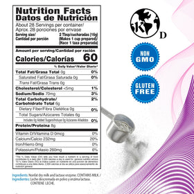 DairySky lactose-free powder being poured into coffee for creamy, lactose-free beverage.