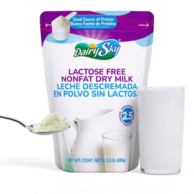 DairySky lactose-free milk powder tub for daily use.