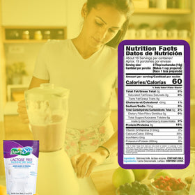DairySky nutrition label showing calcium and protein on carton.