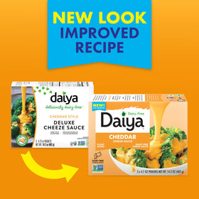 Daiya dairy-free cheddar sauce with pasta for a cozy dinner.