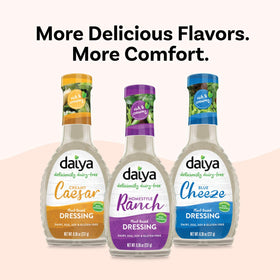Daiya dairy-free dressing glass bottle highlighting recyclable packaging