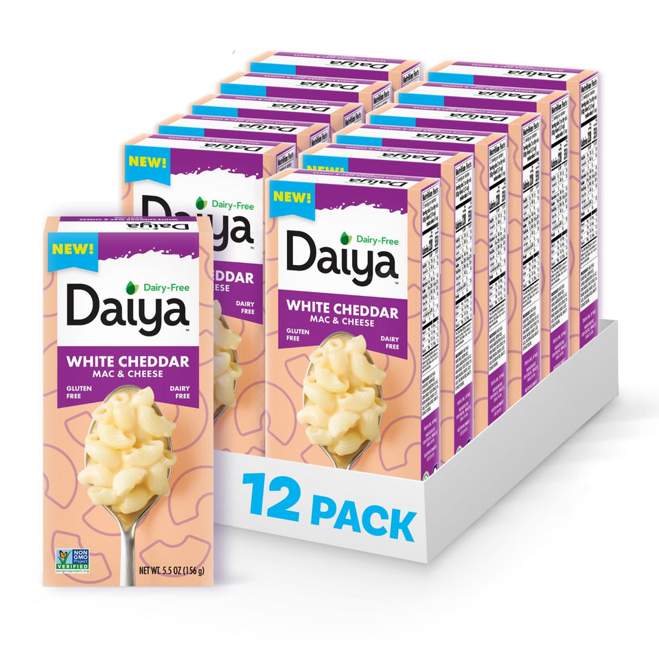 Daiya dairy-free White Cheddar Mac and Cheese box for quick weeknight meals