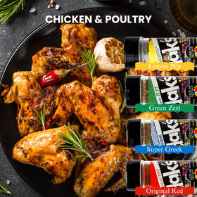 DAK'S Spices Set closeup emphasizes premium, all-natural ingredients