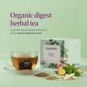 DAKSHIN Digestive Tea Bags featuring dandelion-licorice for gentle balance