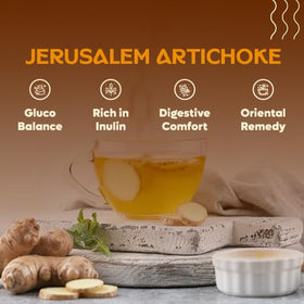 DALAMHARI hand-roasted sunchoke teabags close-up, rich flavor in focus for post-meal rituals.