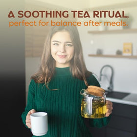 DALAMHARI jerusalem artichoke tea brew in glass shows caramel-nutty notes.
