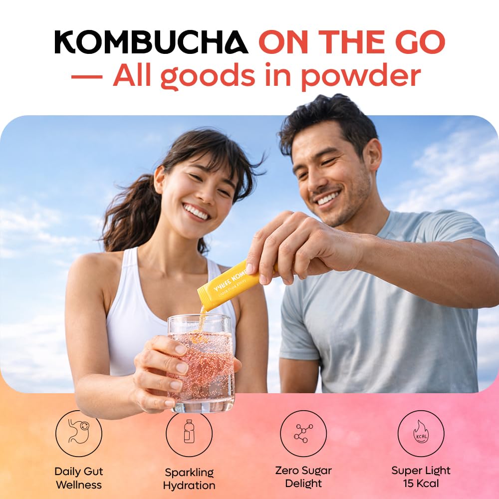 DALAMHARI Kombucha drink shown in a glass with vibrant aroma and fizz.
