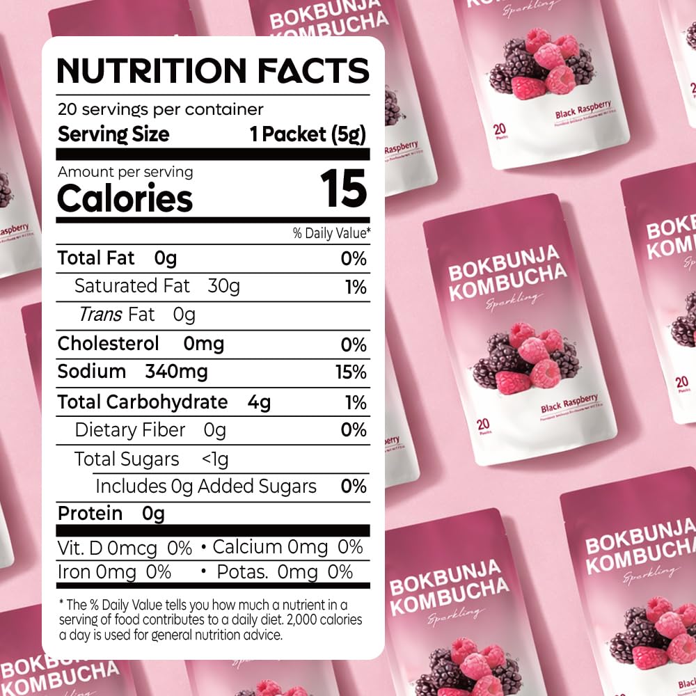 DALAMHARI Kombucha powder dissolves easily in water for a bubbly, berry-forward beverage.