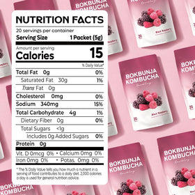 DALAMHARI Kombucha powder dissolves easily in water for a bubbly, berry-forward beverage.