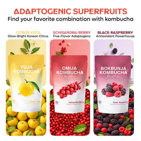 Schisandra berry, Yuzu, and Black Raspberry blend for a refreshing probiotic drink.