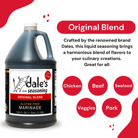 Dale's Steak Seasoning bottle closeup showing blend detail and packaging