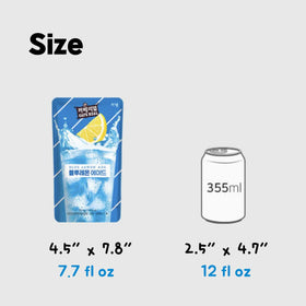 Dalgaru drink pouch sampler blue lemonade flavor in a chilled cup.