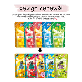 Dalgaru drink pouch sampler strawberry flavor with a cold glass, refreshing.