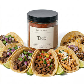 Dalkin & Co Taco Blend bottle front shows pure Southwest flavor with no fillers.