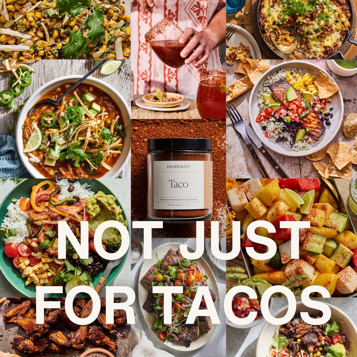 Dalkin & Co Taco Blend seasons grilled vegetables for a bold Southwest finish.