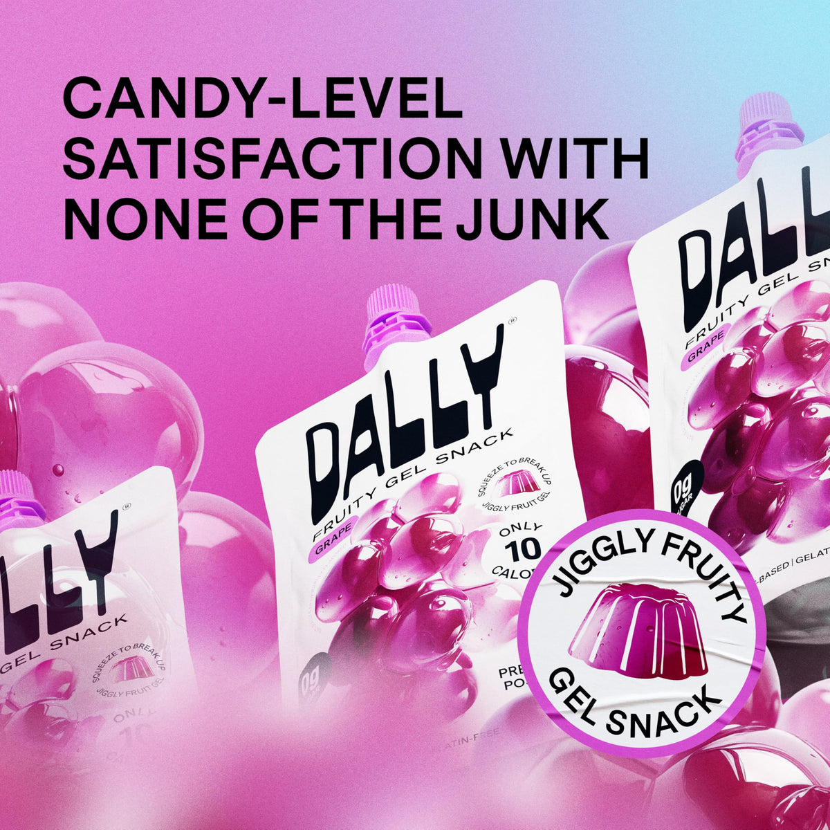 DALLY grape konjac jelly fruit pieces showing real fruit flavor for a refreshing snack.