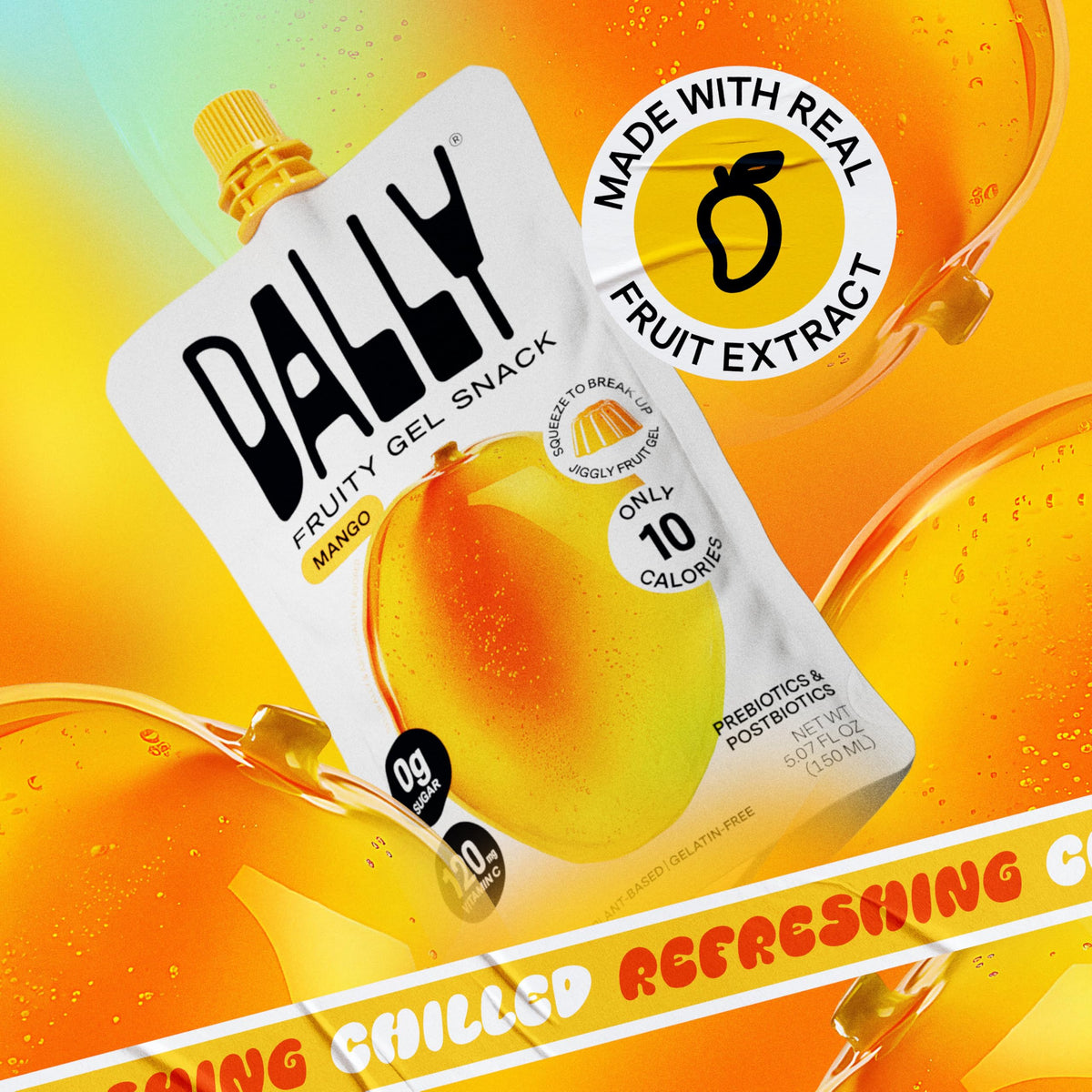 DALLY Mango Drinkable Konjac Jelly on-the-go pack in travel-friendly pouch