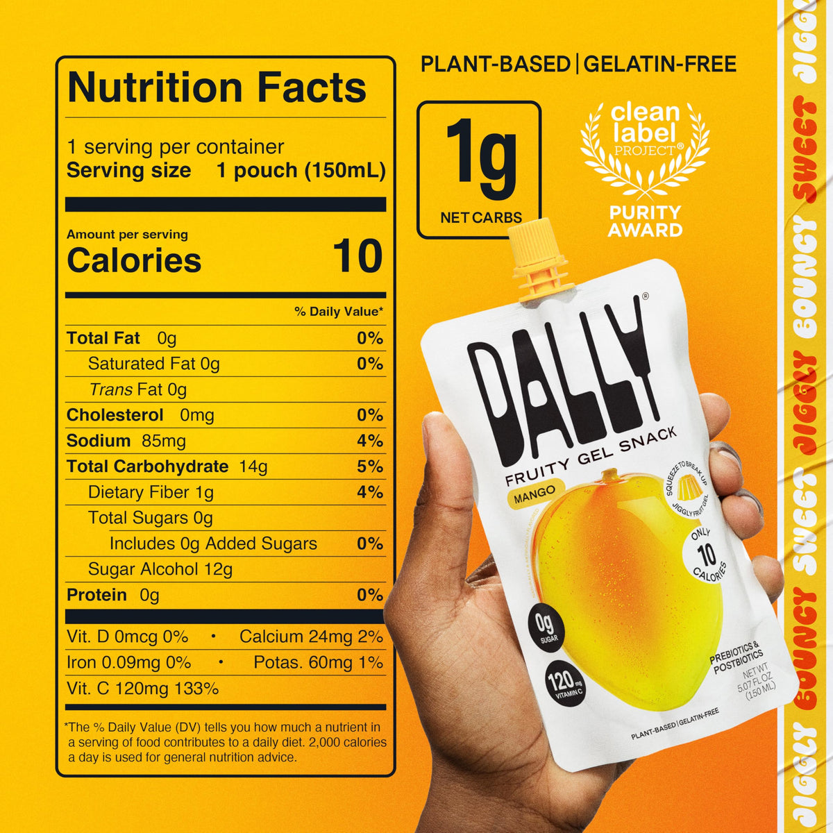 DALLY Mango Drinkable Konjac Jelly pouch nutrition info with 120 mg vitamin C