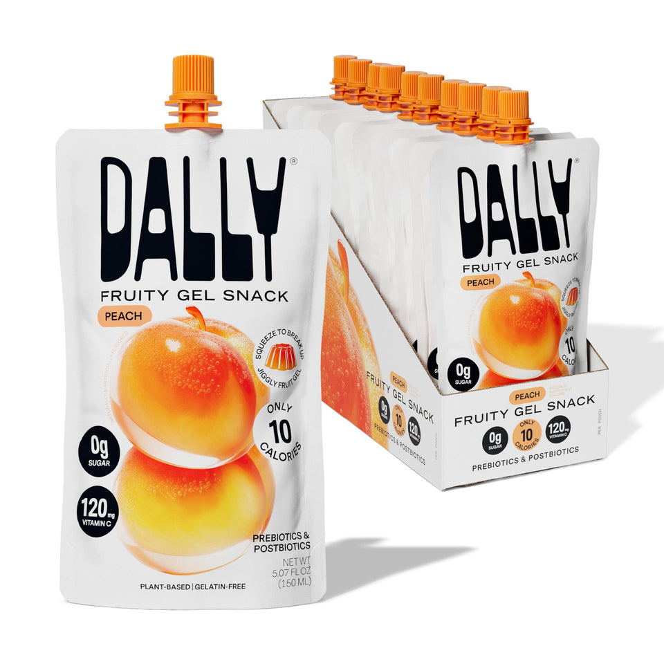 DALLY peach drinkable konjac jelly pouch—on-the-go snack for calorie-conscious eaters