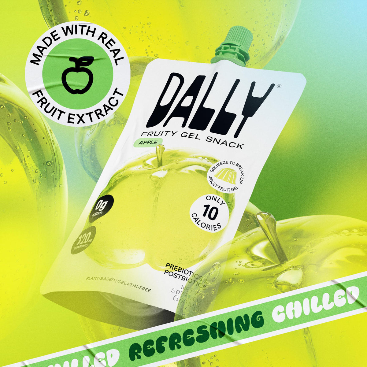 DALLY Prebiotics and Postbiotics konjac snack for gut health support