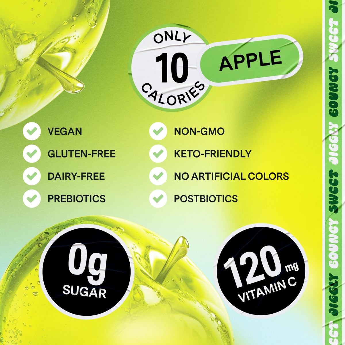 DALLY Sugar-free Apple Konjac Jelly highlighting zero sugar while satisfying cravings