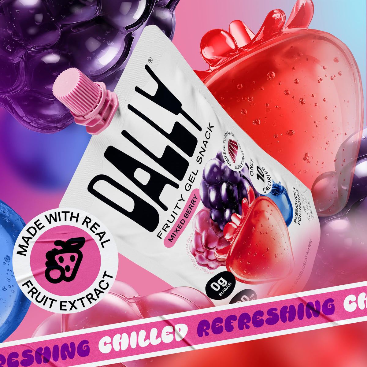 DALLY vegan keto gluten-free dairy-free snack, plant-based konjac jelly.
