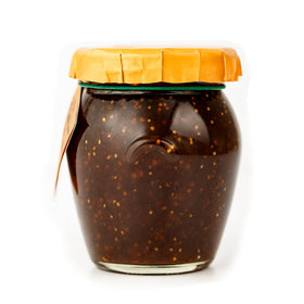 Dalmatia Fig Spread label and ingredients, all-natural, Non-GMO claim for mindful eating.