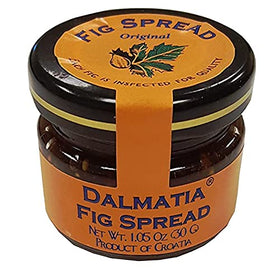 Dalmatia fig spread label highlights gluten-free and non-GMO ingredients.