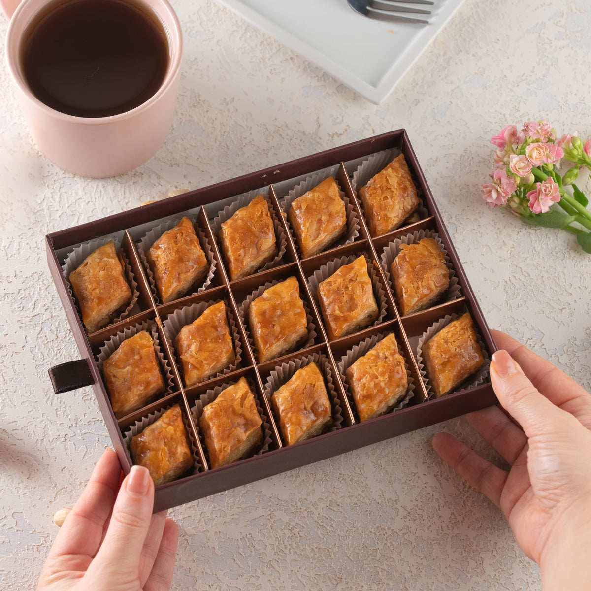 Damaskino Home elegant baklava gift box ready for Eid and celebrations.