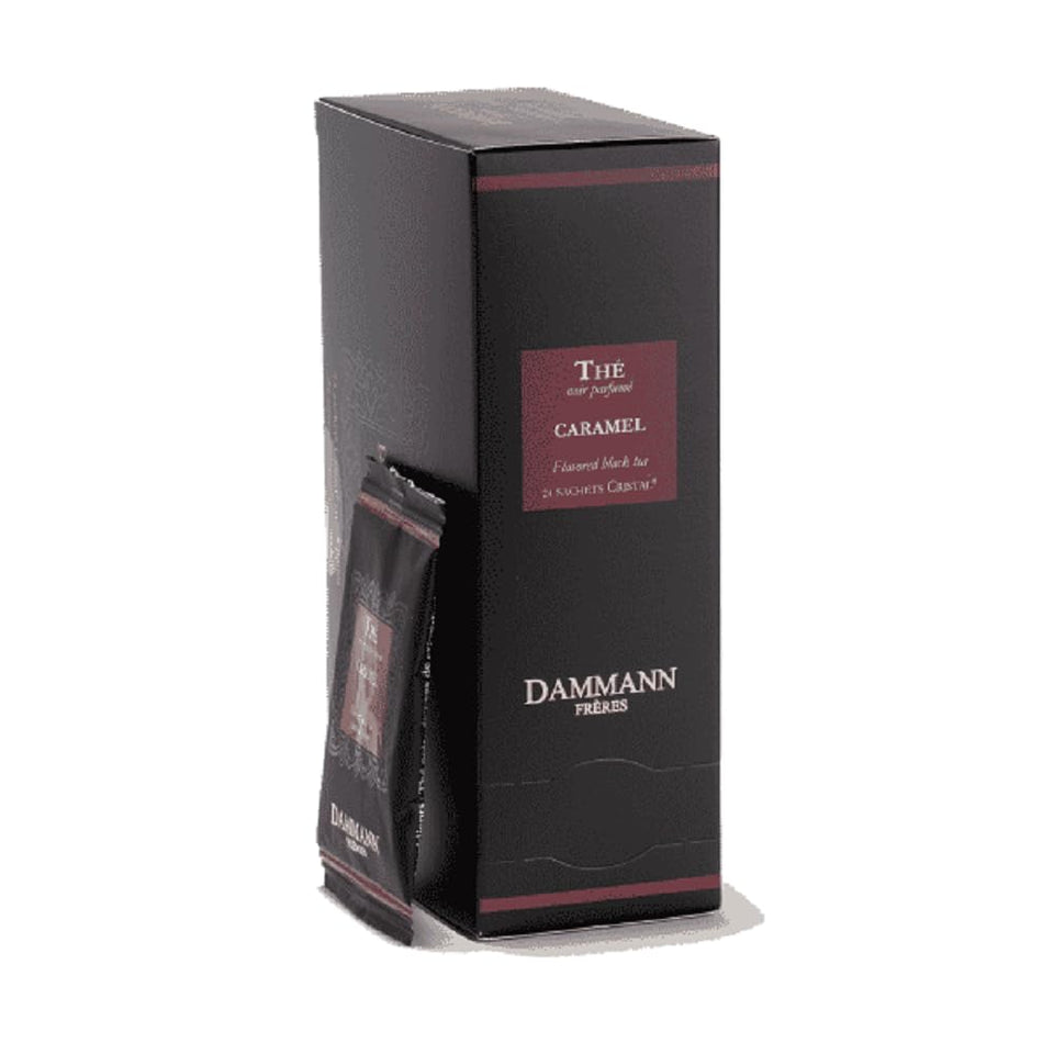 Dammann Frères caramel toffee tea sachets in a box for premium daily tea moments