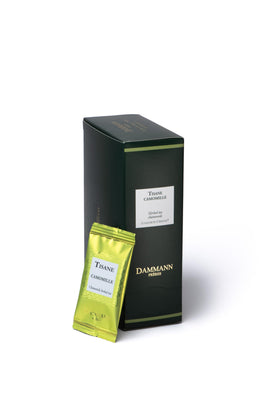 Dammann Freres chamomile sachets packaging showing premium individually wrapped design