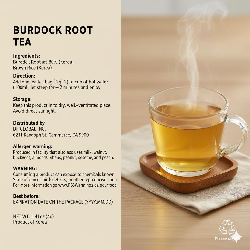 Damtuh Burdock Tea amber color steeping, infusing warmth.