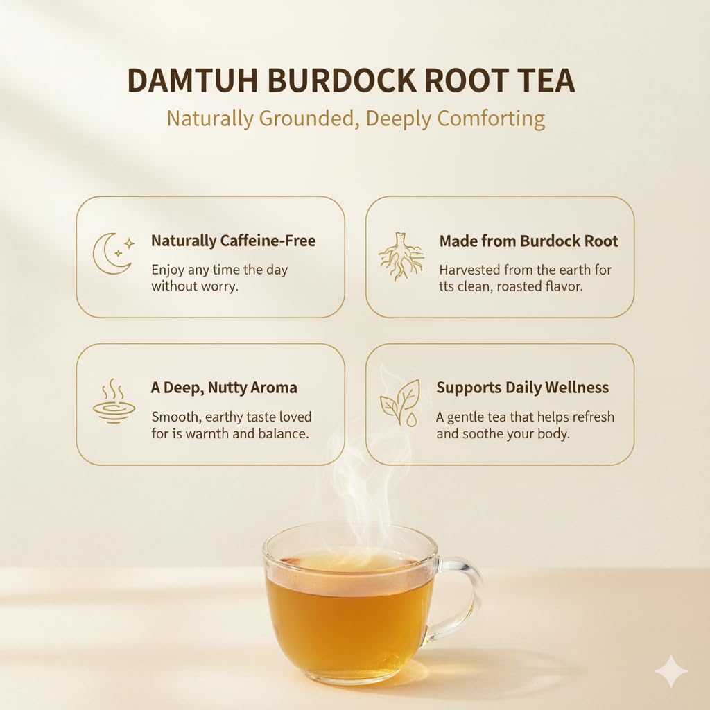 Damtuh Burdock Tea box of tea bags for daily use.