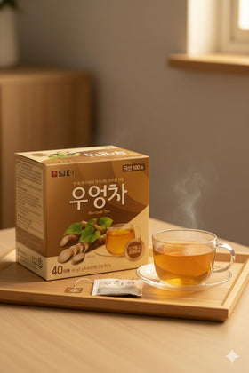 Damtuh Burdock Tea herbal brew, a caffeine-free option.