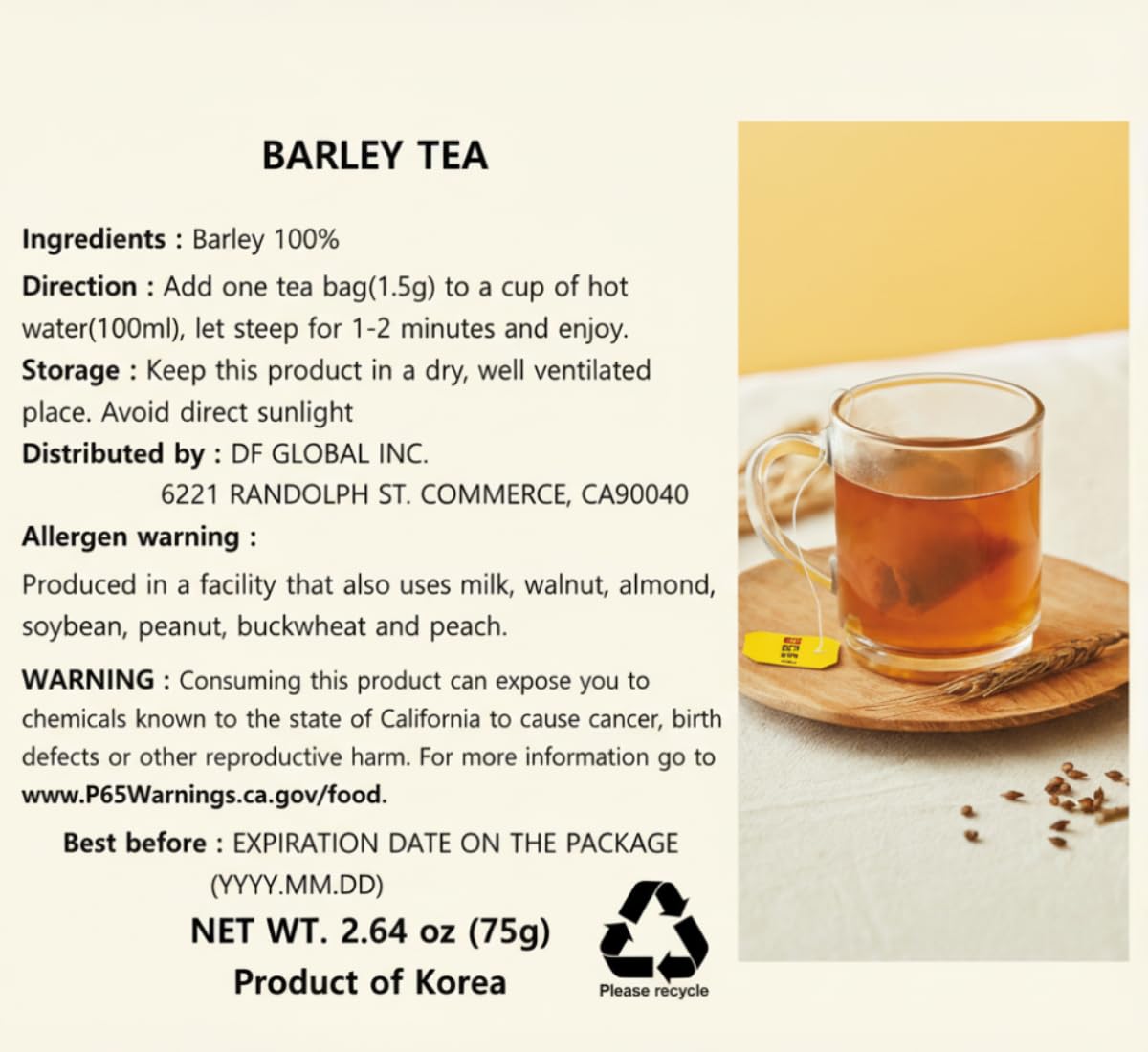 Damtuh caffeine-free barley tea, versatile for hot or iced drinks.