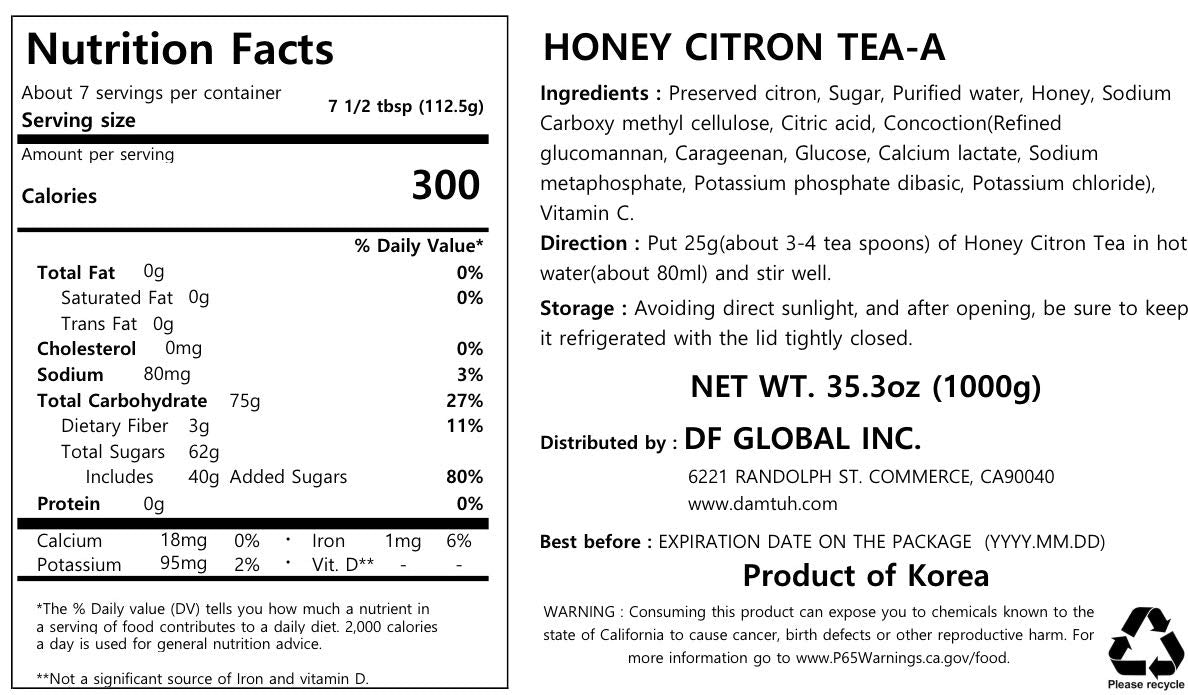 Damtuh Honey Citron Tea family jar on kitchen counter for everyday use.