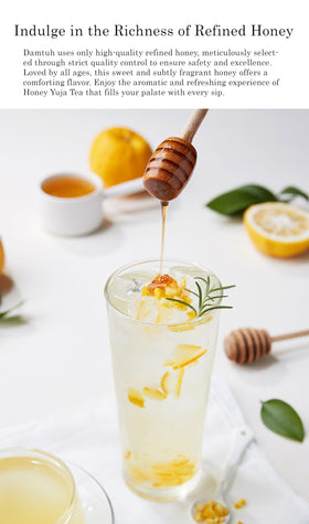 Damtuh Honey Citron Tea being poured into a mug, ready to sip.