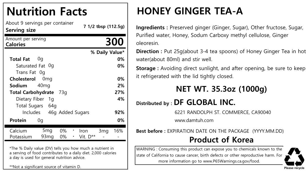 Damtuh Korean Honey Ginger Tea cup steaming with warm aroma